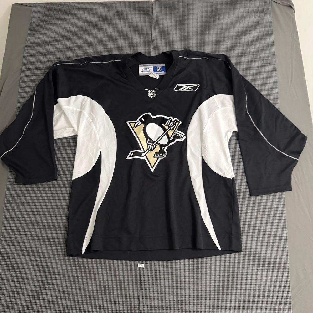 Reebok Pittsburgh Penguins NHL Practice Jersey Black White Mens Large